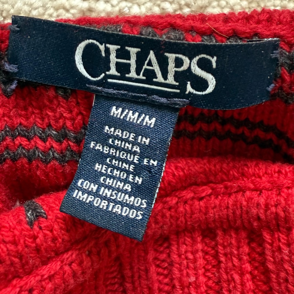 CHAPS | Red, White & Gray Mock Turtleneck Sweater Sz M - Picture 4 of 5